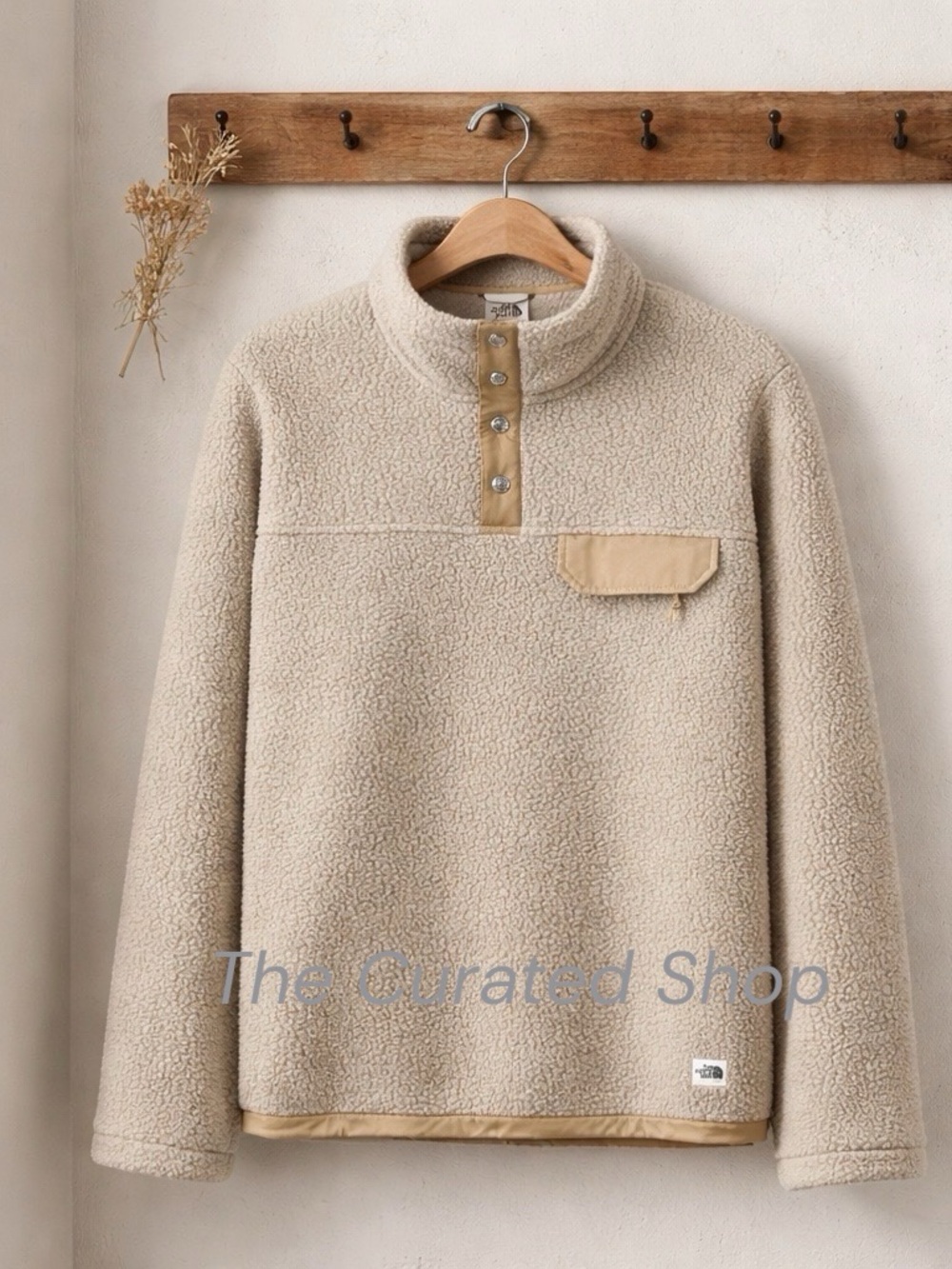 The North Face Men's Cragmont Qtr Snap Flax/ Kelp Tan Pullover Sweater - Size M